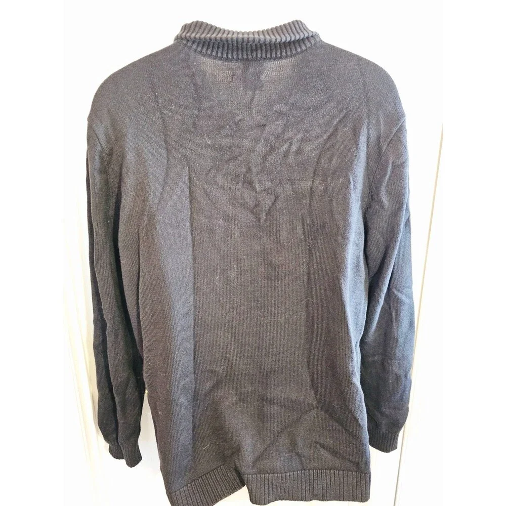 Tesla 1/4 Zip Sweater Pullover Long Sleeve Mens Large Black Cotton Blend Auto
